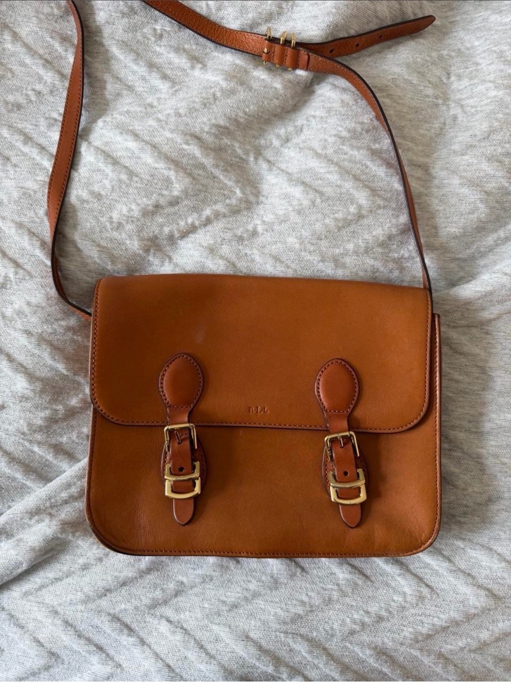 Polo by Ralph Lauren Tan Leather Buckle Satchel